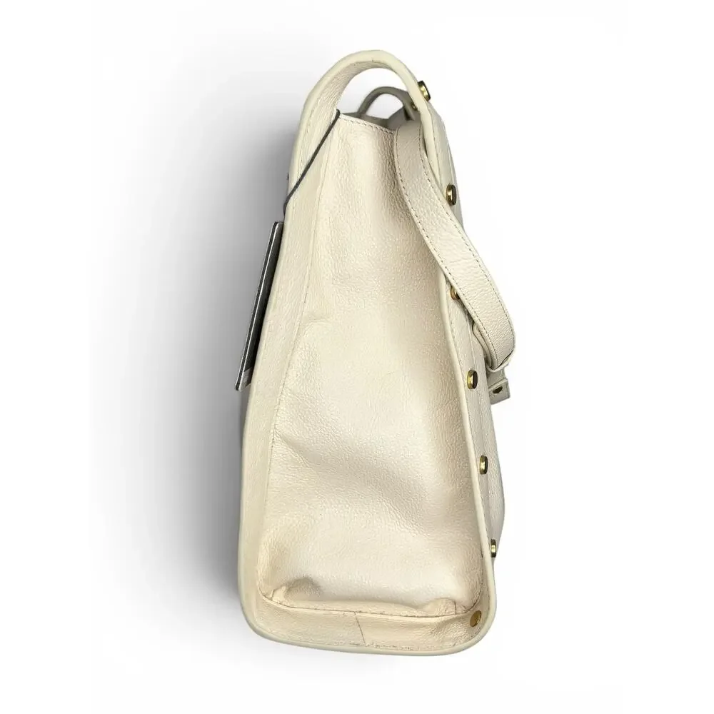 Vince Camuto Lisha Warm Vanilla Leather Studded Shoulder Bag Hobo Tote